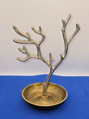 Gold Antler Jewelry Tree Organizer Ring Holder Tray Deer Antlers Decor